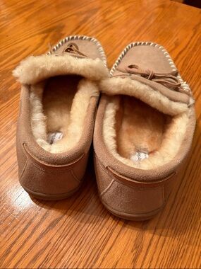 Men's Brown Shearling-Lined Moccasin Slippers - , Cozy Indoor Shoes